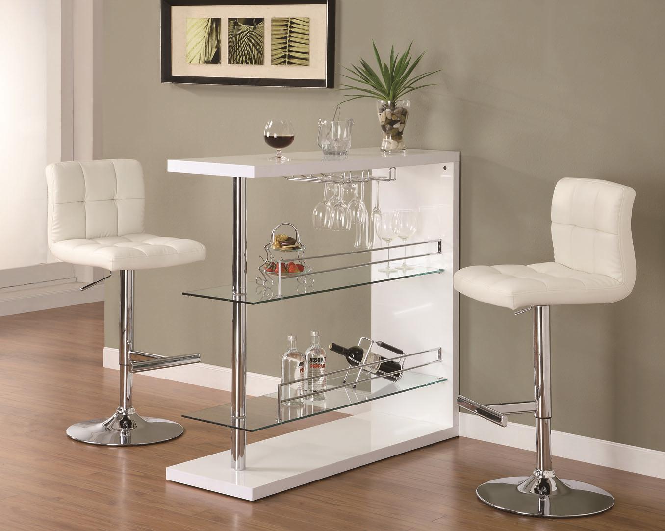 Coaster Bar Units and Bar Tables 100167+2x120356 Sleek Contemporary Bar
